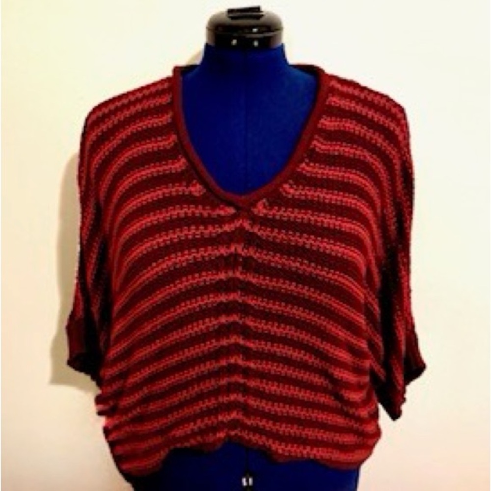 Red and Maroon Striped Top